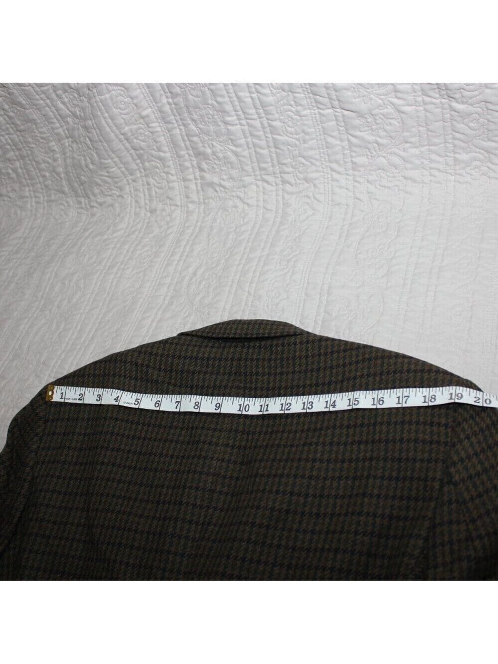 Burberrys Mens Vintage Sport Coat Wool Green Navy Houndstooth see measurements - Picture 10 of 14